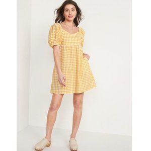 OLD NAVY YELLOW SEERSUCKER PUFF SLEEVE DRESS NWT SIZE  4X